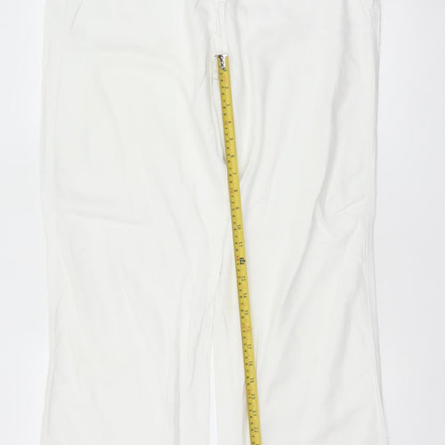 Marks and Spencer Women White UK 14 Long Wide-Leg Drawstring Trousers