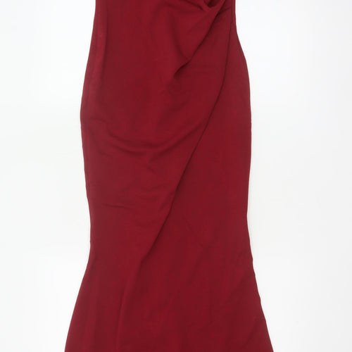 Goddiva London Women Red UK 8 One Shoulder Long Mermaid Evening Dress