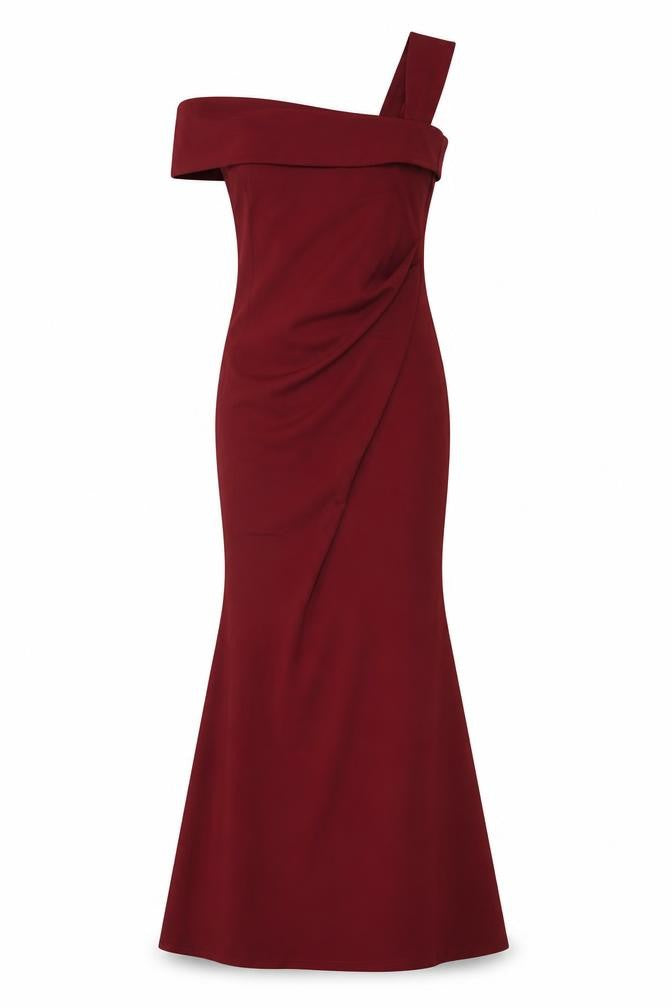 Goddiva London Women Red UK 8 One Shoulder Long Mermaid Evening Dress