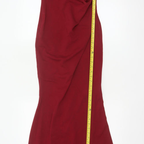 Goddiva London Women Red UK 8 One Shoulder Long Mermaid Evening Dress