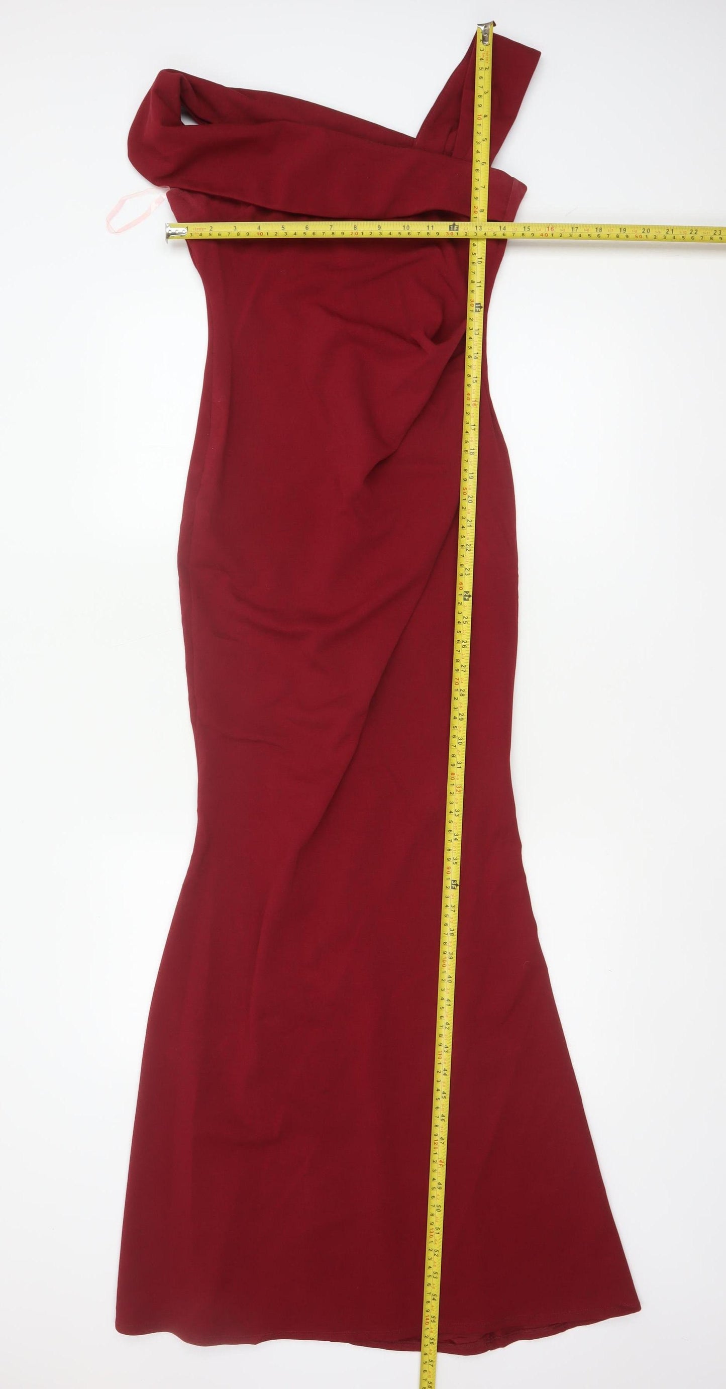 Goddiva London Women Red UK 8 One Shoulder Long Mermaid Evening Dress