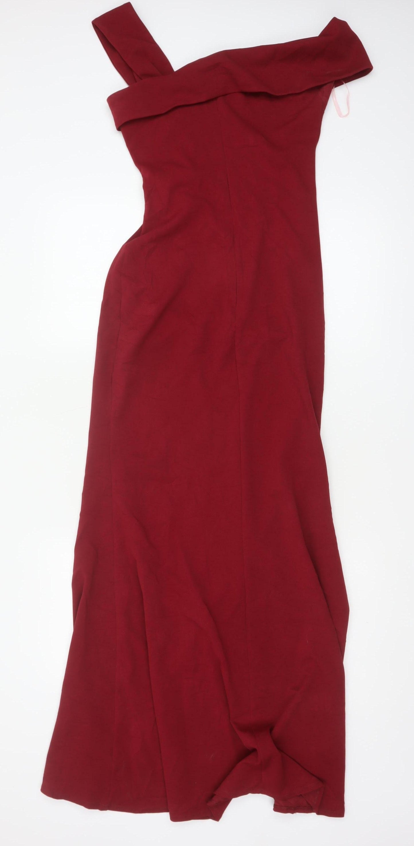 Goddiva London Women Red UK 8 One Shoulder Long Mermaid Evening Dress