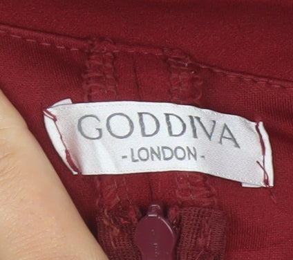 Goddiva London Women Red UK 8 One Shoulder Long Mermaid Evening Dress