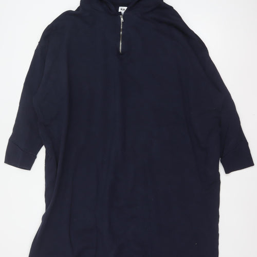 Kin Women Navy XL Hooded Jumper Dress 100% Cotton Zip