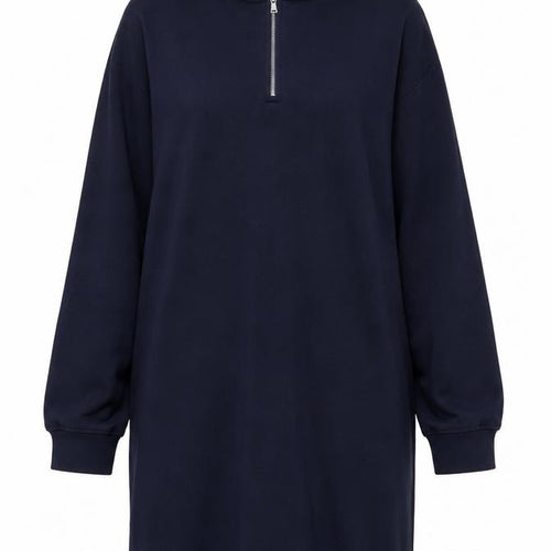Kin Women Navy XL Hooded Jumper Dress 100% Cotton Zip