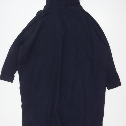 Kin Women Navy XL Hooded Jumper Dress 100% Cotton Zip