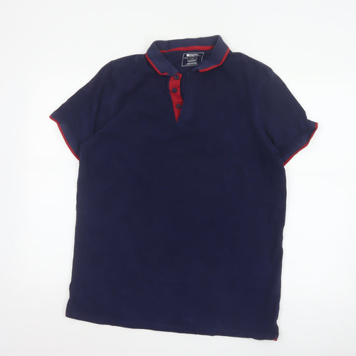 Mountain Warehouse Men’s Blue L Organic Cotton Contrast Trim Polo