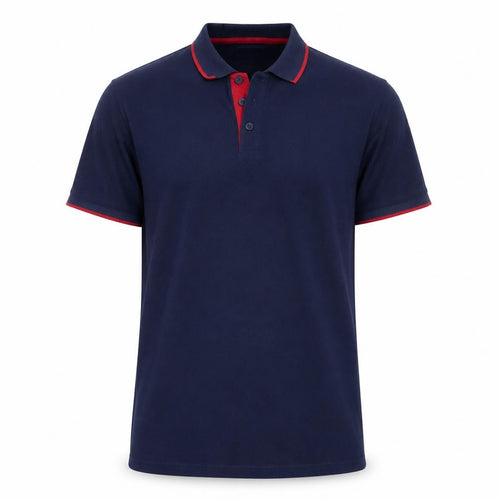 Mountain Warehouse Men’s Blue L Organic Cotton Contrast Trim Polo