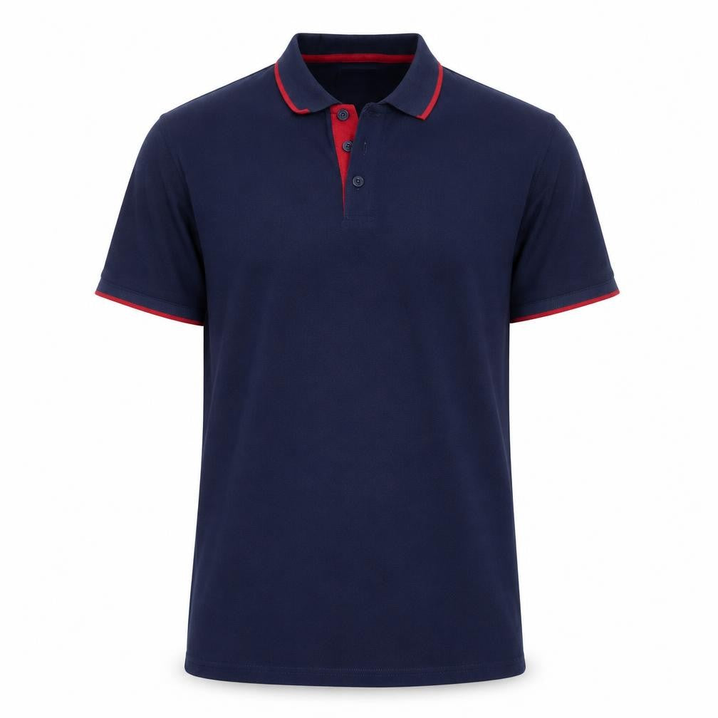 Mountain Warehouse Men’s Blue L Organic Cotton Contrast Trim Polo