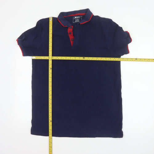 Mountain Warehouse Men’s Blue L Organic Cotton Contrast Trim Polo