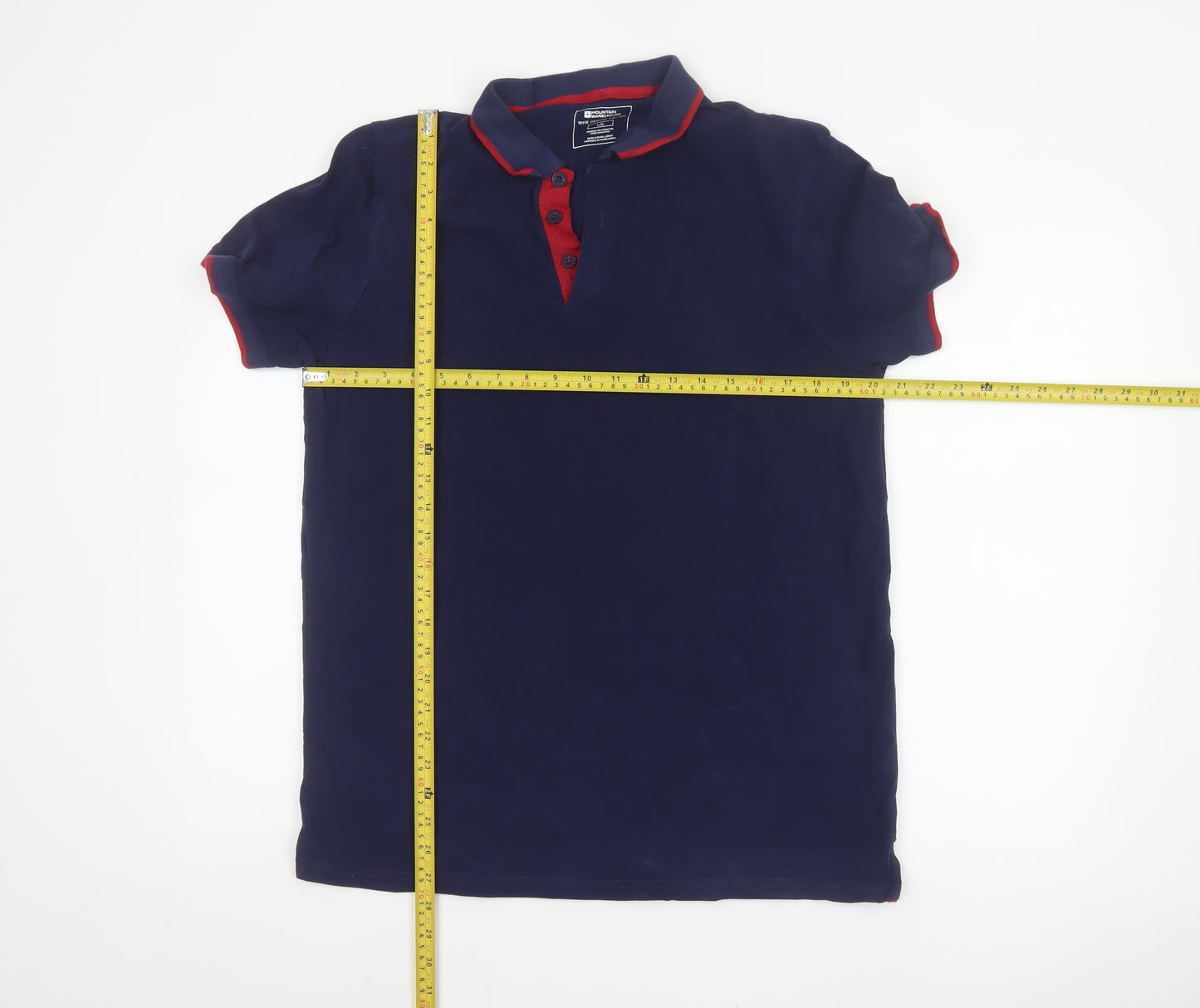Mountain Warehouse Men’s Blue L Organic Cotton Contrast Trim Polo