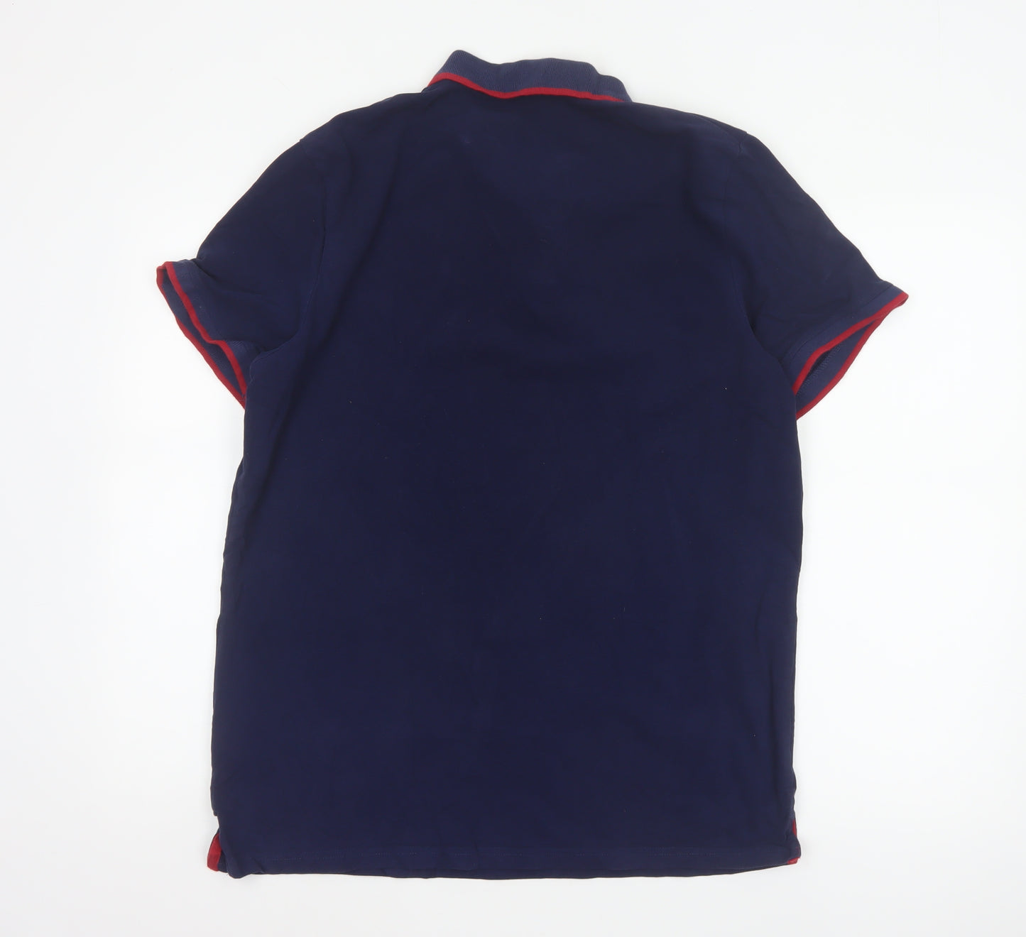 Mountain Warehouse Men’s Blue L Organic Cotton Contrast Trim Polo