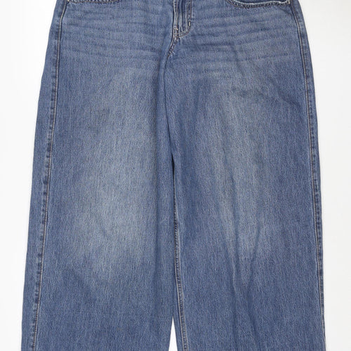 Hollister Women Blue UK 10 Low Rise Super Baggy Wide-Leg Jeans W30