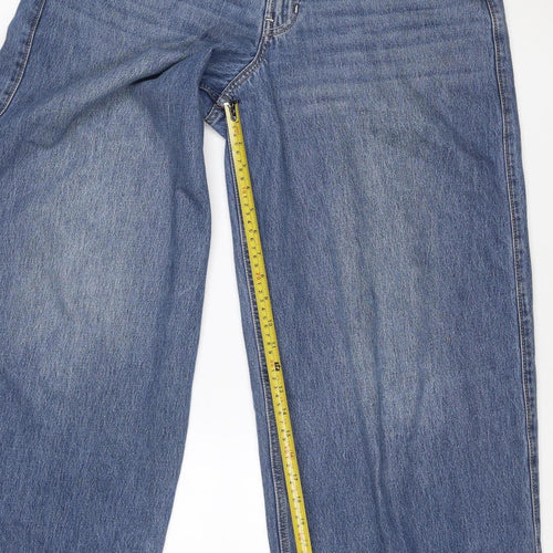 Hollister Women Blue UK 10 Low Rise Super Baggy Wide-Leg Jeans W30