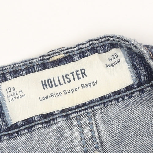 Hollister Women Blue UK 10 Low Rise Super Baggy Wide-Leg Jeans W30