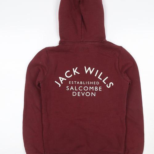 Jack Wills Women's Red UK 4 Pullover Hoodie Logo Pocket