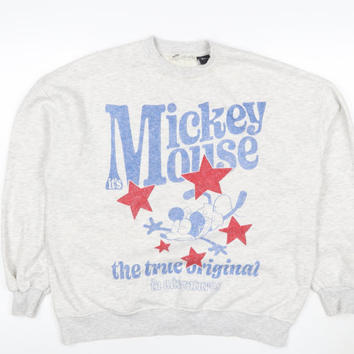 Pull&Bear Women’s Grey XS Mickey Mouse Disney Graphic Sweatshirt