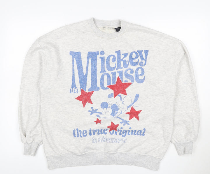 Pull&Bear Women’s Grey XS Mickey Mouse Disney Graphic Sweatshirt