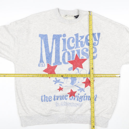 Pull&Bear Women’s Grey XS Mickey Mouse Disney Graphic Sweatshirt