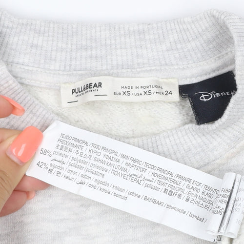 Pull&Bear Women’s Grey XS Mickey Mouse Disney Graphic Sweatshirt