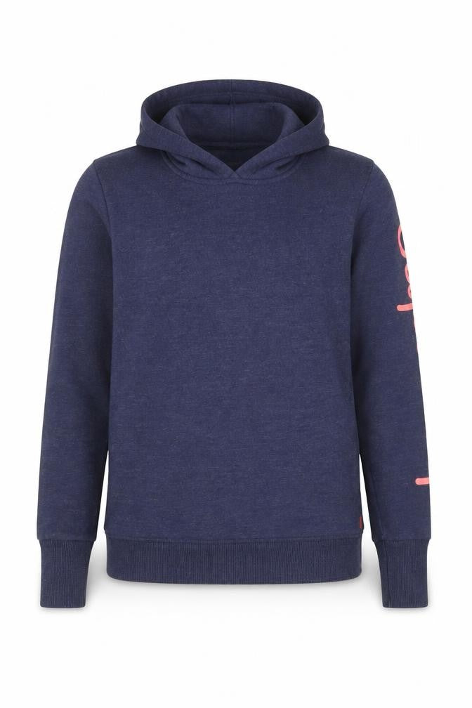 Front view of Superdry Women’s Blue S Pullover Hoodie Graphic Logo Pocket