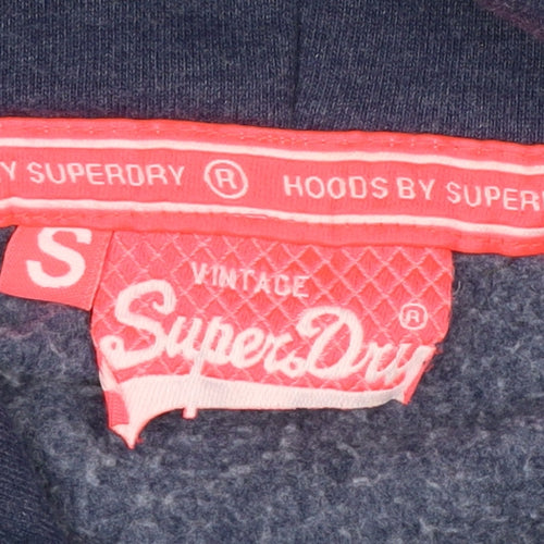 Superdry Women’s Blue S Pullover Hoodie Graphic Logo Pocket