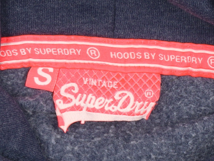 Superdry Women’s Blue S Pullover Hoodie Graphic Logo Pocket
