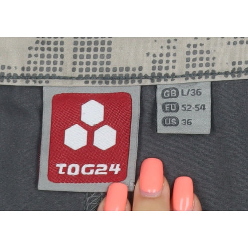 TOG24 Men’s Grey Cargo Trousers L 36in Regular Straight Leg Pockets