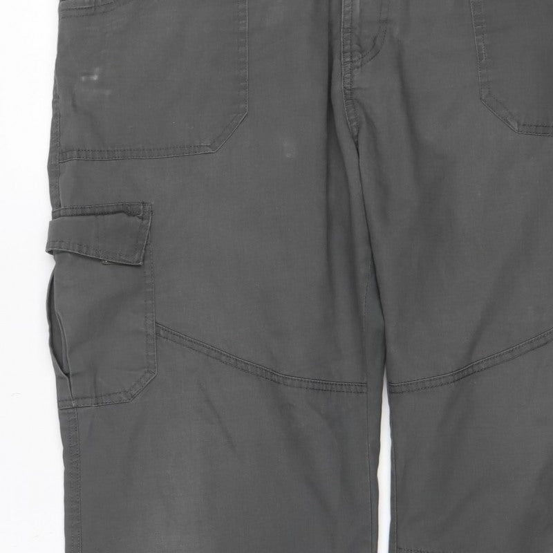 TOG24 Men’s Grey Cargo Trousers L 36in Regular Straight Leg Pockets
