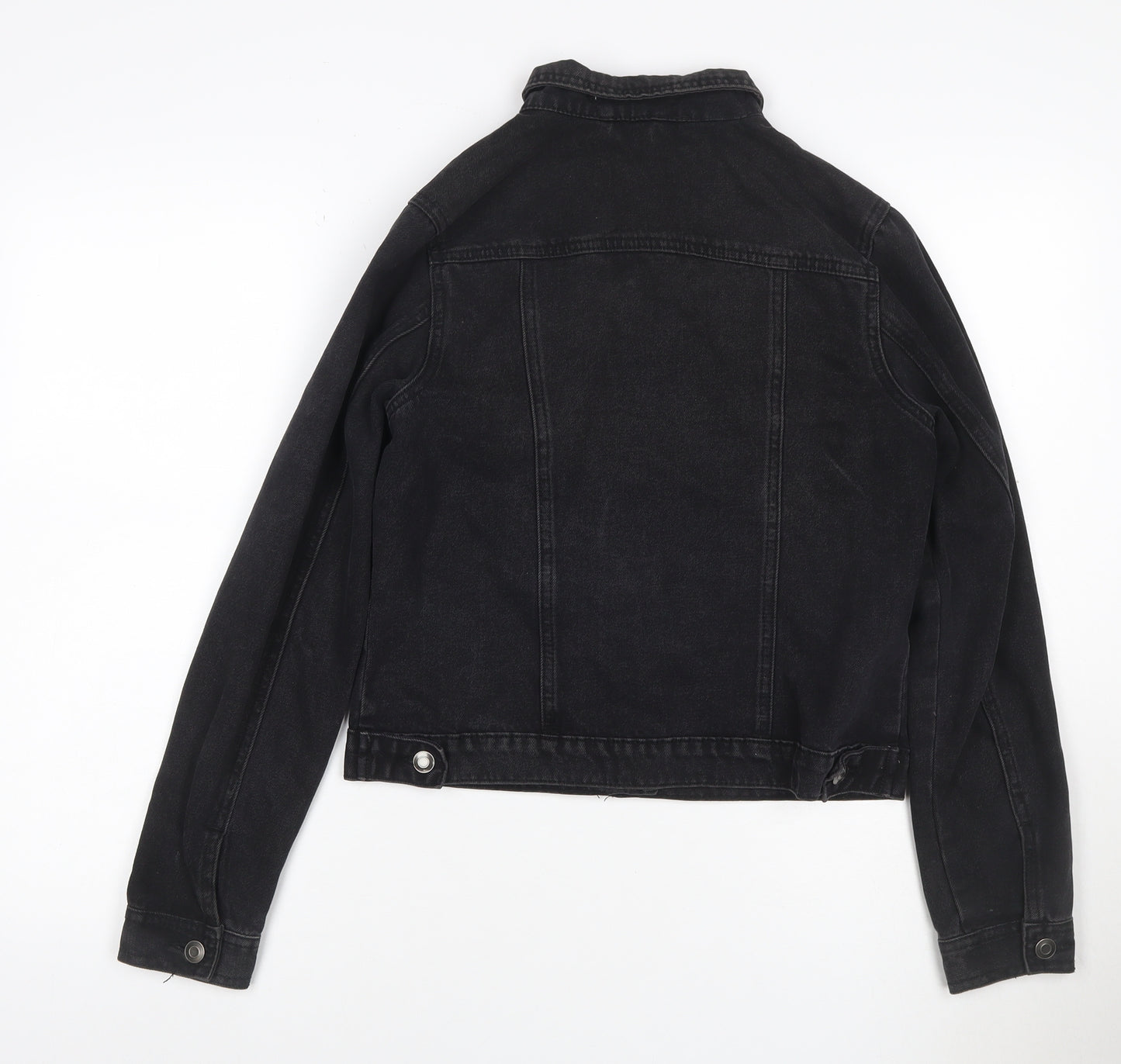 George Women’s Black Denim Jacket UK 10 Collared Button Up