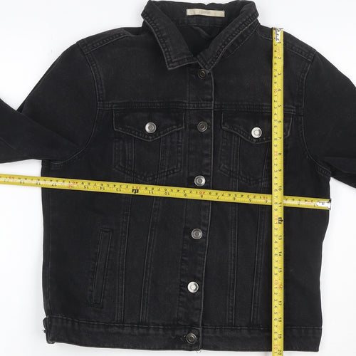 George Women’s Black Denim Jacket UK 10 Collared Button Up