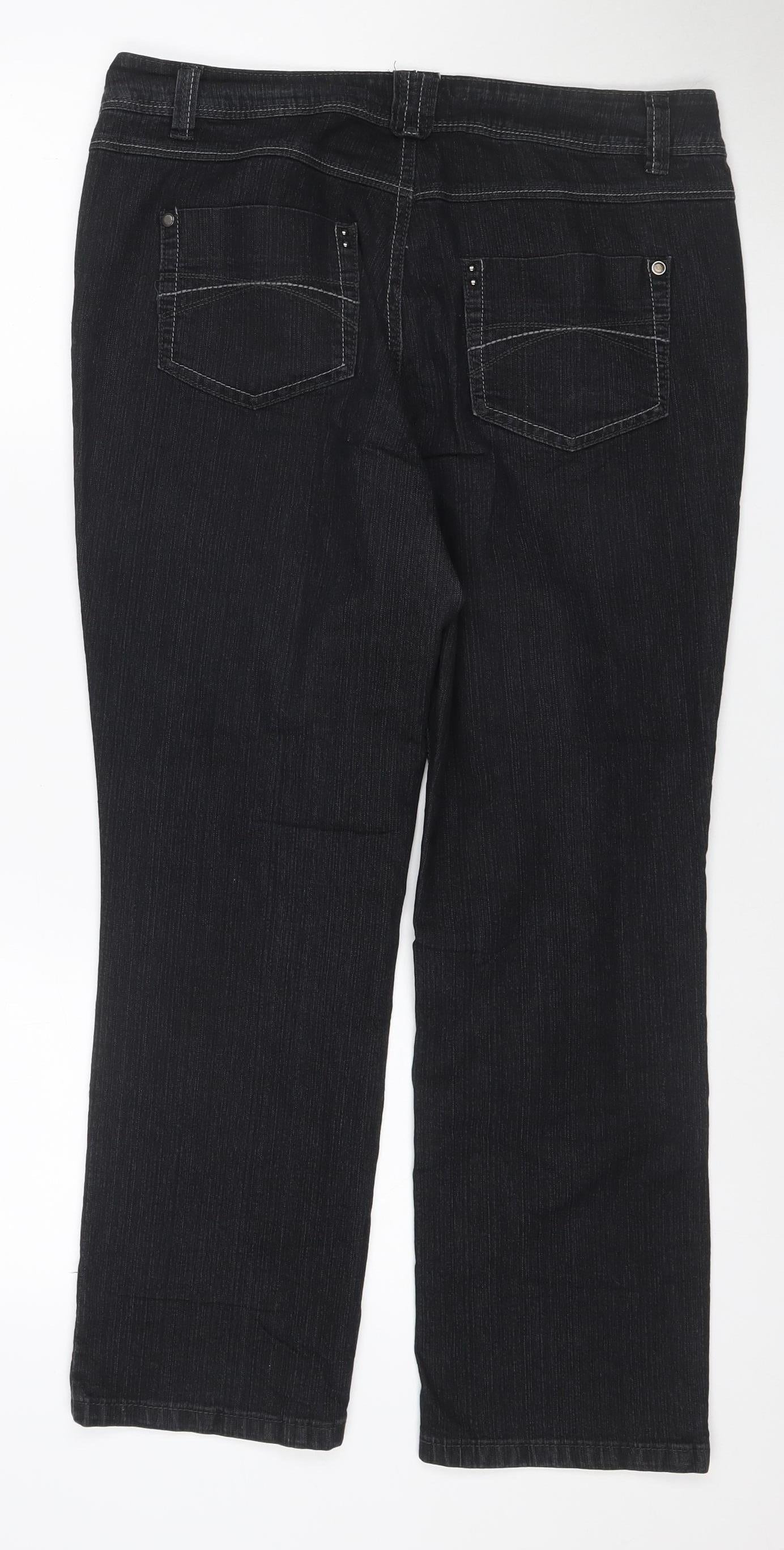 BHS Women’s Black Petite UK 14 Straight Leg Stretch Jeans