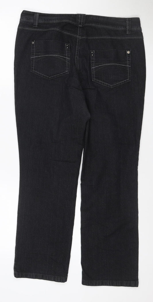BHS Women’s Black Petite UK 14 Straight Leg Stretch Jeans