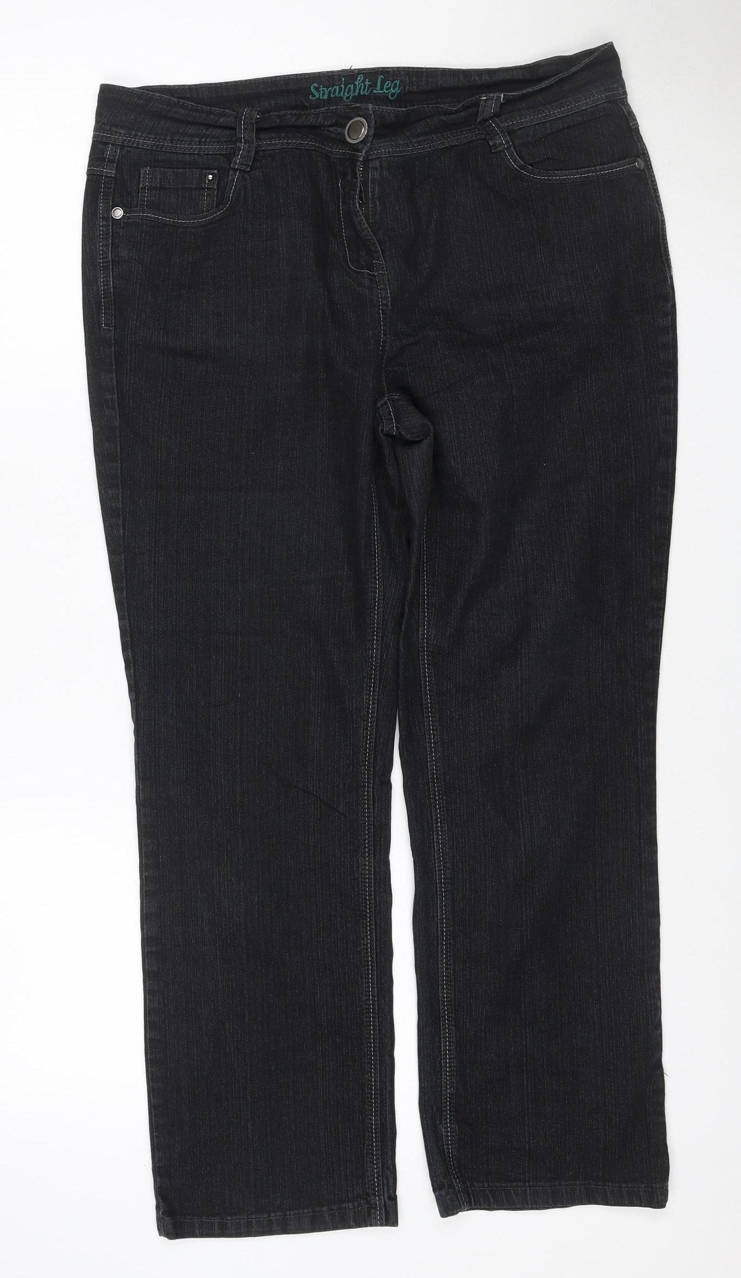 BHS Women’s Black Petite UK 14 Straight Leg Stretch Jeans