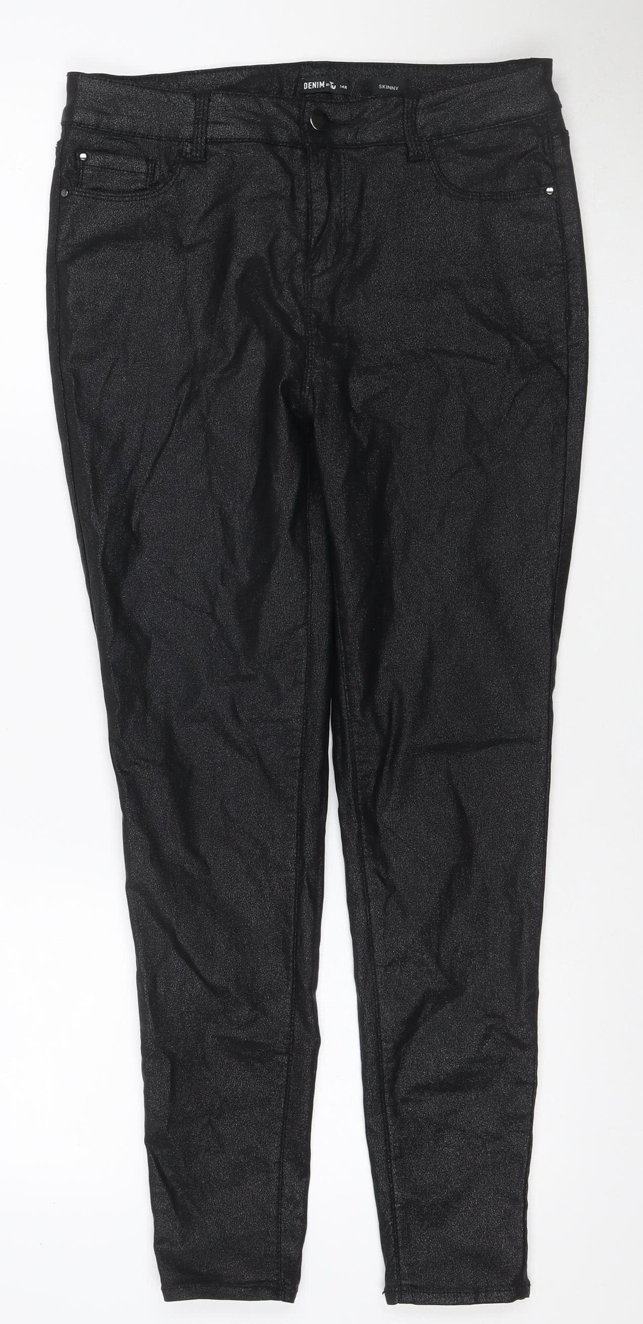 Tu Women Black Size 12 Skinny Stretch Denim Jeggings Trousers