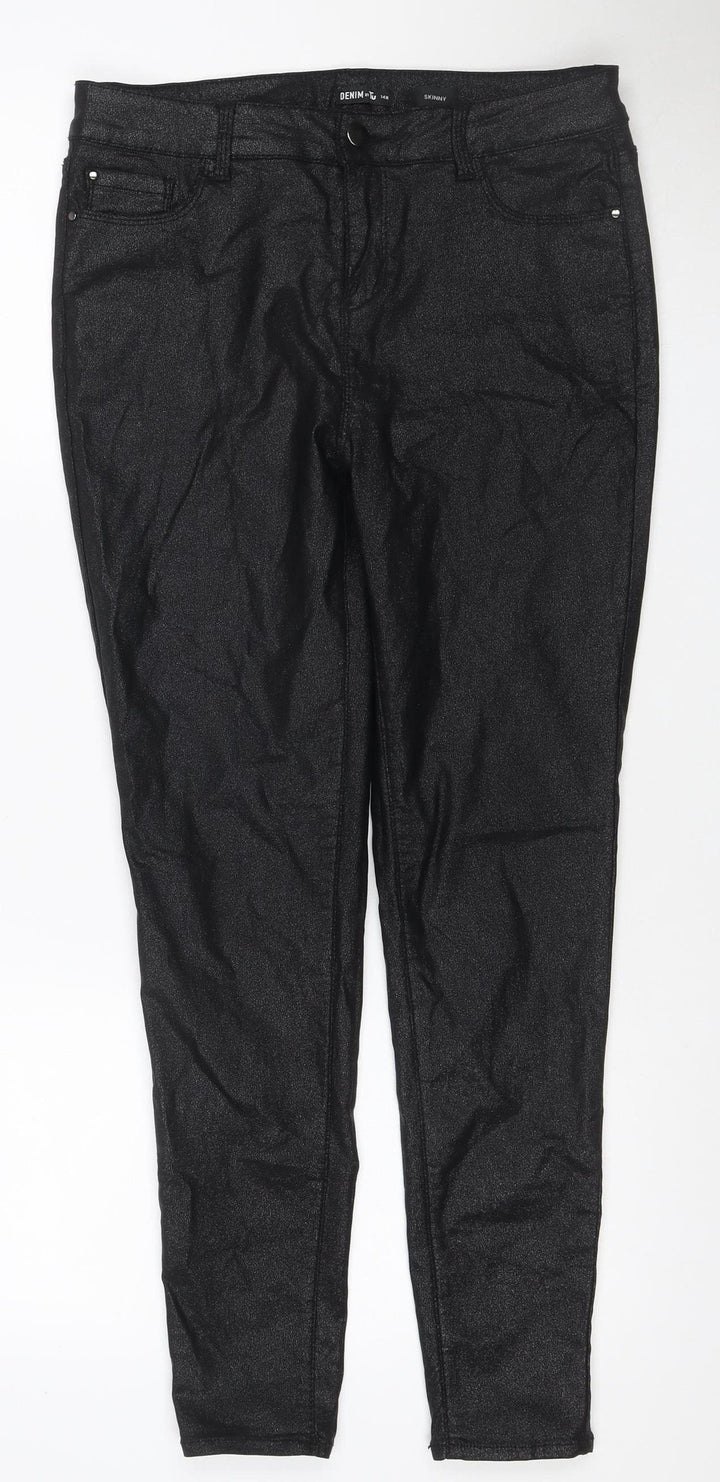 Tu Women Black Size 12 Skinny Stretch Denim Jeggings Trousers