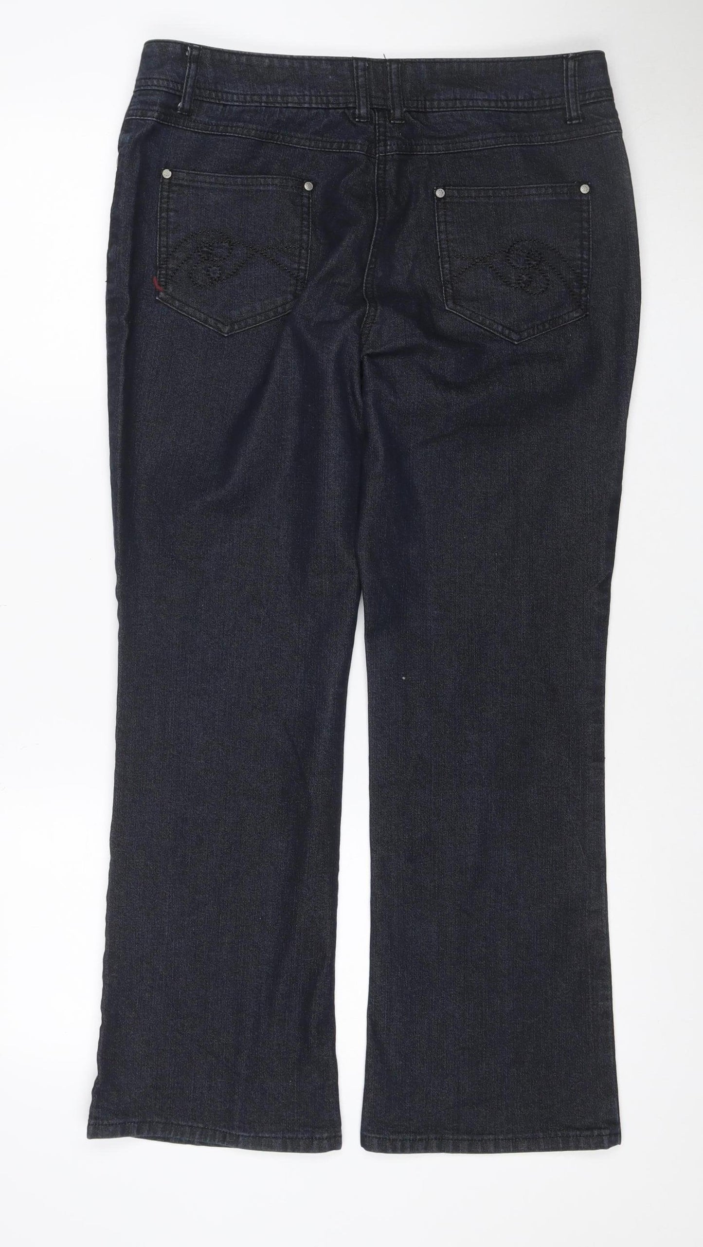 SOON Women’s Black Bootcut Stretch Jeans UK 14 Dark Wash 5 Pocket