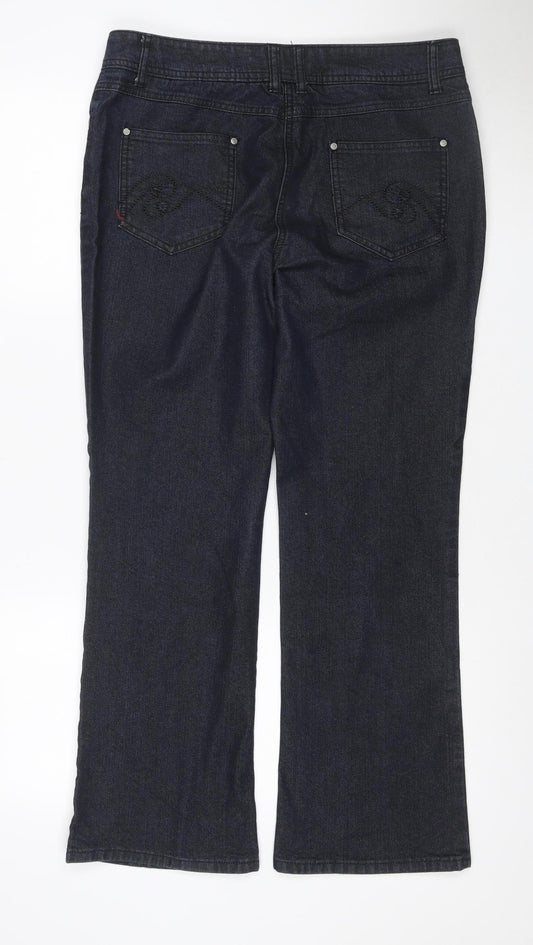 SOON Women’s Black Bootcut Stretch Jeans UK 14 Dark Wash 5 Pocket