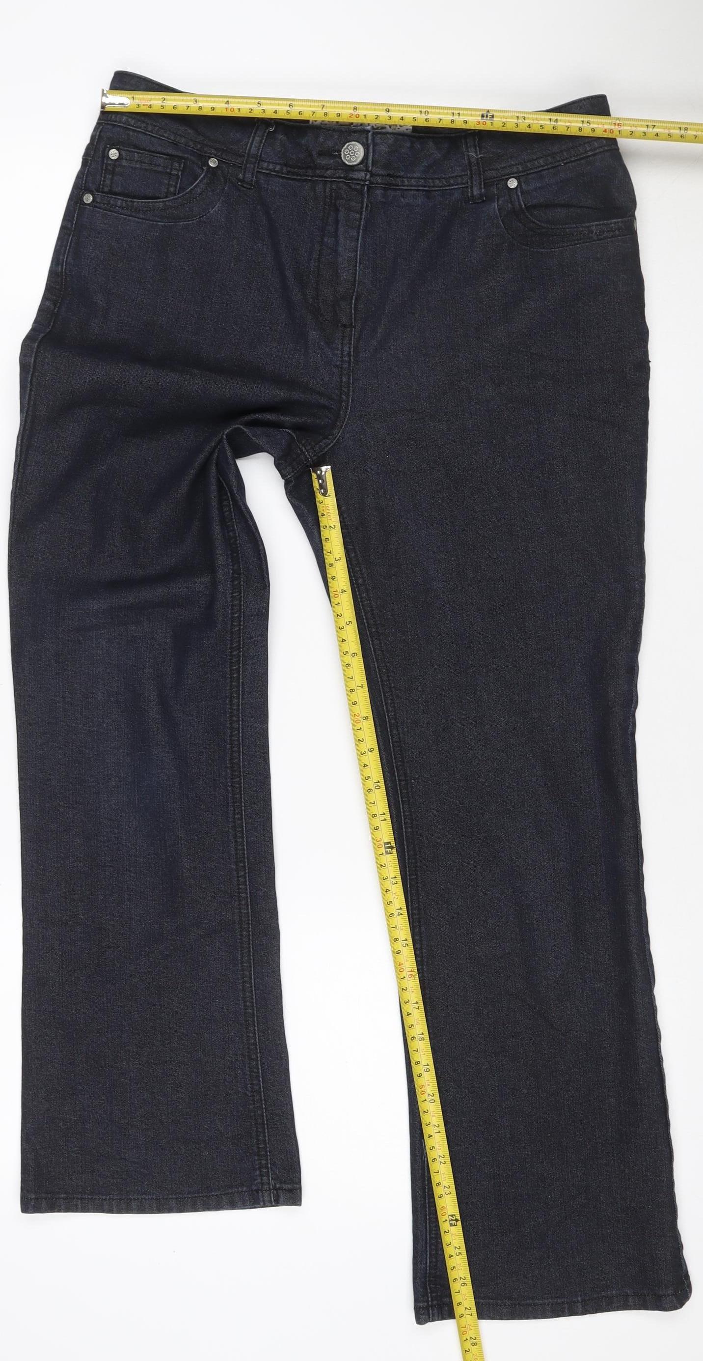 SOON Women’s Black Bootcut Stretch Jeans UK 14 Dark Wash 5 Pocket