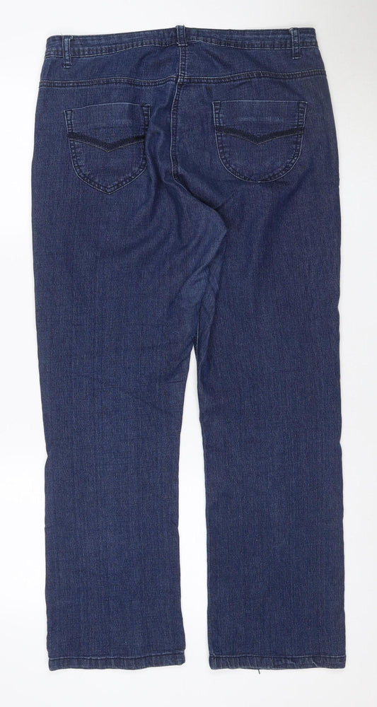 BM Essentials Women’s Blue Size 14 Straight Stretch Denim Jeans