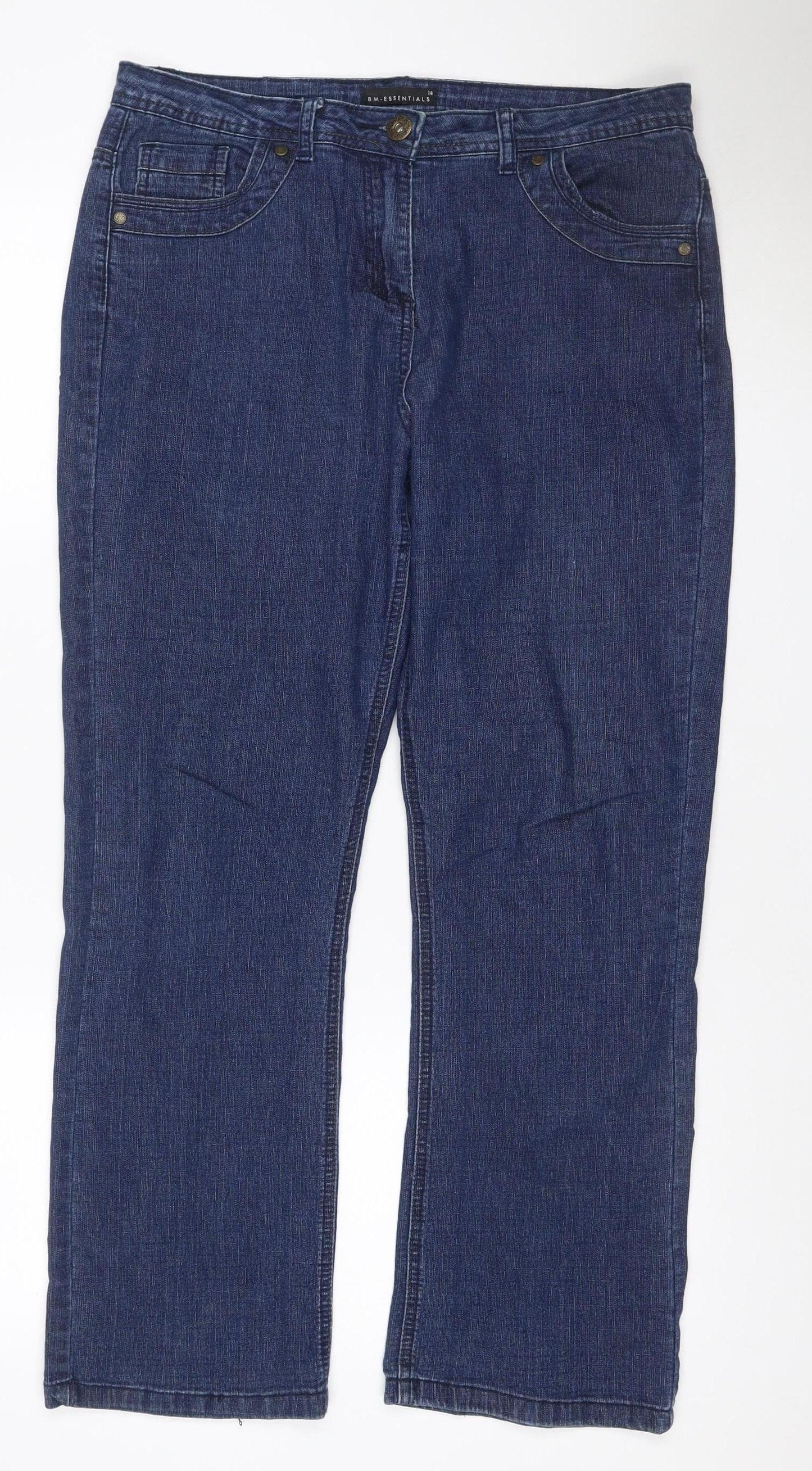 BM Essentials Women’s Blue Size 14 Straight Stretch Denim Jeans