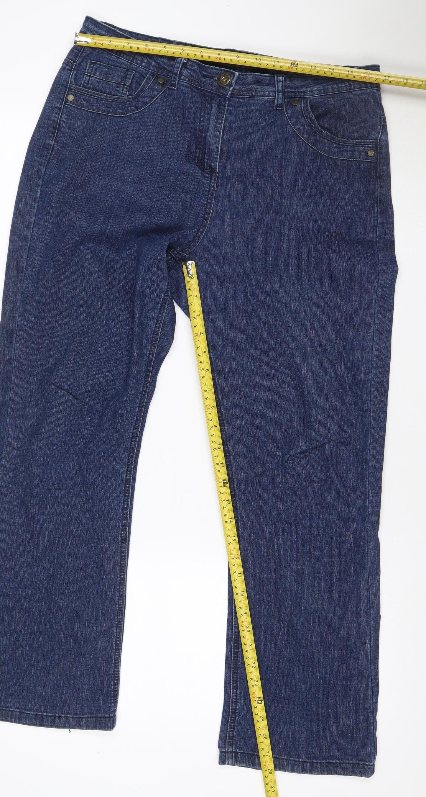 BM Essentials Women’s Blue Size 14 Straight Stretch Denim Jeans