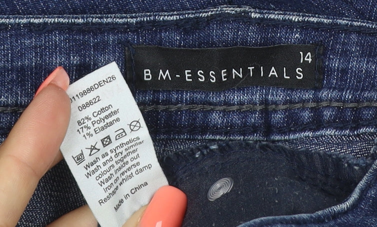 BM Essentials Women’s Blue Size 14 Straight Stretch Denim Jeans