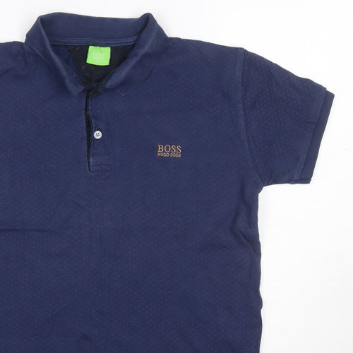 BOSS Hugo Boss Men’s Blue Small Geometric Logo Polo Shirt