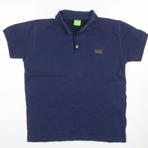 BOSS Hugo Boss Men’s Blue Small Geometric Logo Polo Shirt