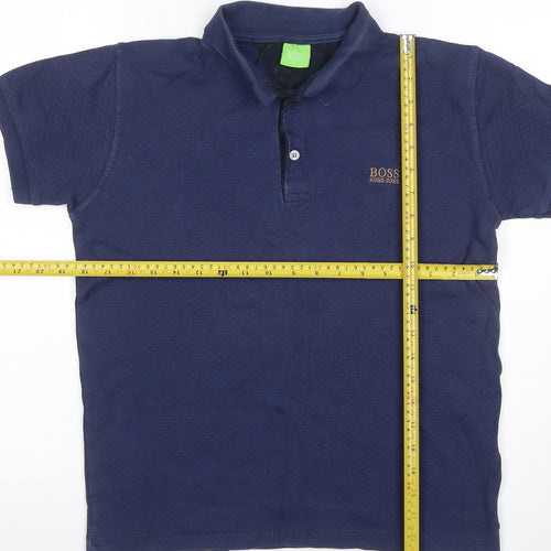BOSS Hugo Boss Men’s Blue Small Geometric Logo Polo Shirt