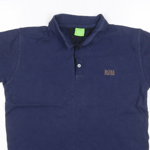 BOSS Hugo Boss Men’s Blue Small Geometric Logo Polo Shirt