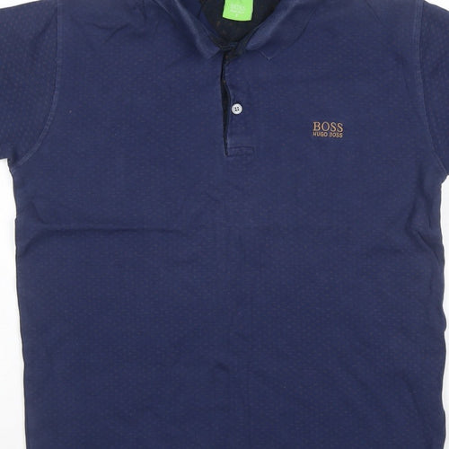 BOSS Hugo Boss Men’s Blue Small Geometric Logo Polo Shirt