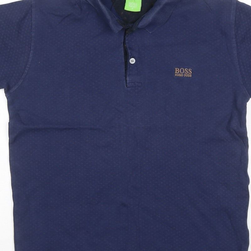 BOSS Hugo Boss Men’s Blue Small Geometric Logo Polo Shirt