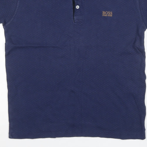 BOSS Hugo Boss Men’s Blue Small Geometric Logo Polo Shirt